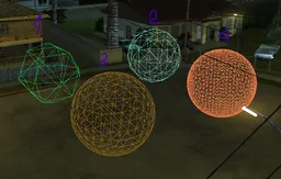 An example of **dxDrawWiredSphere** with iterations from 1 to 4.